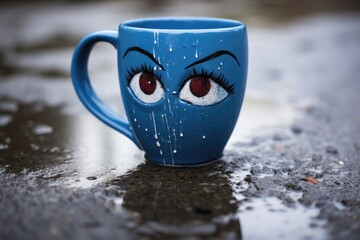 blue coffee mug with empathy written on it