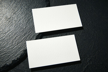 Real photo of business blank card mockup template. Design presentation layouts for corporate...