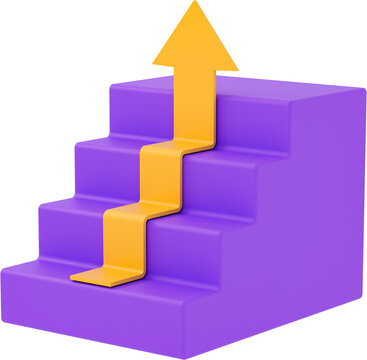 3d illustration of up stair growth chart business