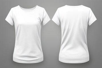 T-shirt mockup. White blank t-shirt front and back views. female clothes wearing clear attractive apparel tshirt models template | Generative AI - obrazy, fototapety, plakaty