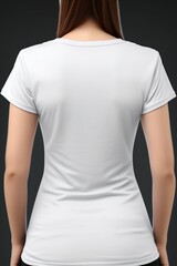 T-shirt mockup. White blank t-shirt front and back views. female clothes wearing clear attractive apparel tshirt models template | Generative AI
