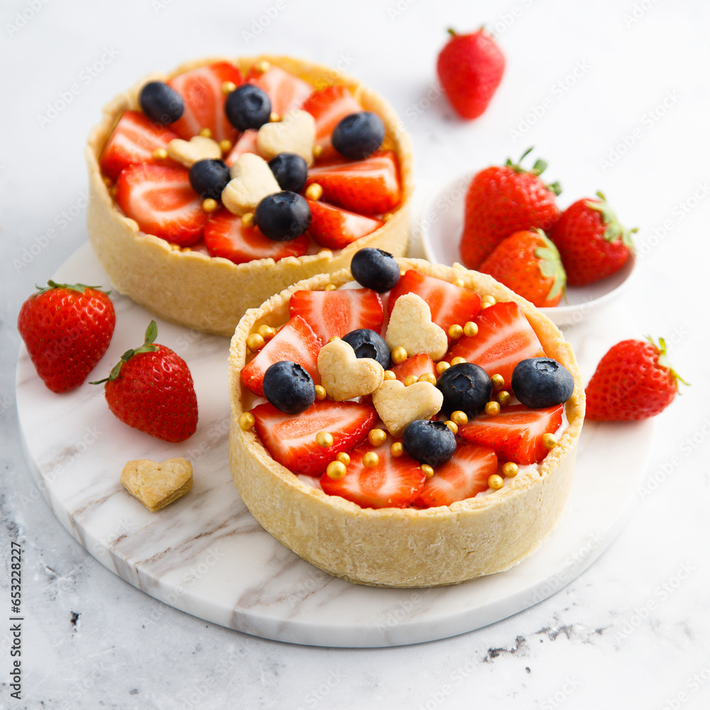 Canvas Prints homemade tarts with strawberry and blueberry