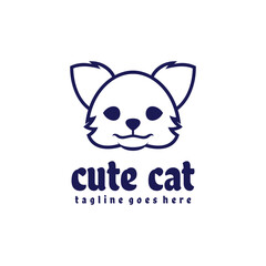Cute cat macot logo design
