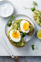 Healthy avocado toast with egg	