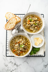 Homemade mushroom soup with Parmesan cheese