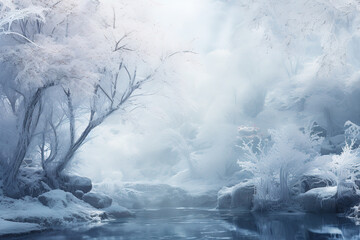 Ephemeral frozen forest landscape with the fleeting beauty of winter and its transient charm