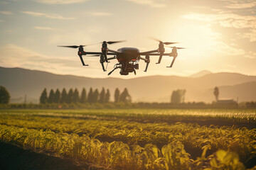Fototapeta premium Crop plans taken by drones, precision and efficiency of modern agricultural practices