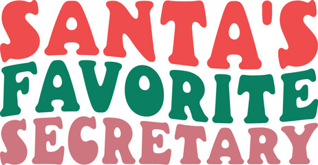 Santa's Favorite Secretary Retro Christmas T-shirt Design
