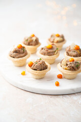 Homemade chicken liver pate with sea buckthorn 