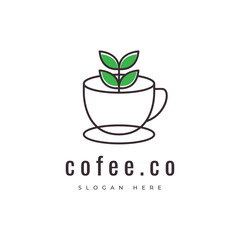 coffee mug minimal ceramic concept coffee shop logo design vector graphic illustration