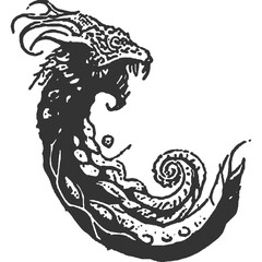 Inhospitable Waters Vintage Illustration Vector