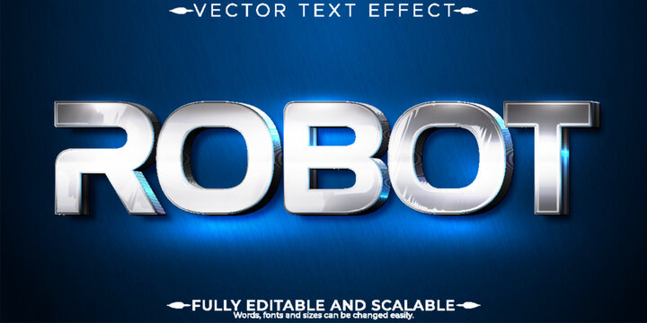 Robot text effect, editable metallic and technology text style