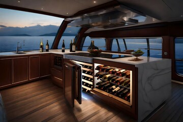 Luxury yacht open kitchen 