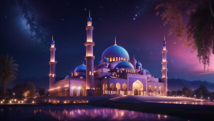 Fototapeta premium blue mosque at night
