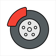 vector disk brake repair illustration - automotive symbol, disc sign. repair vehicle part, vector illustration on white background