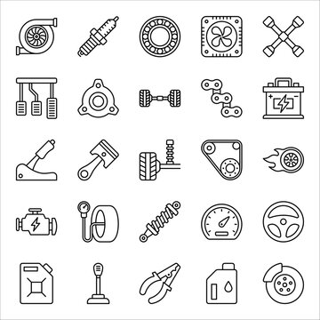 Car repair icon. Car Parts line icons set. vector illustration on white background