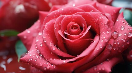 Pink rose with water drops.