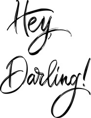 Hey Darling! Handwritten calligraphy. Vector illustration with light colors can be used for logos, stickers.