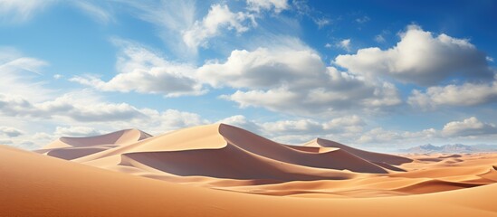 Fototapeta na wymiar Sahara region in Algeria features sand dunes and desert scenery
