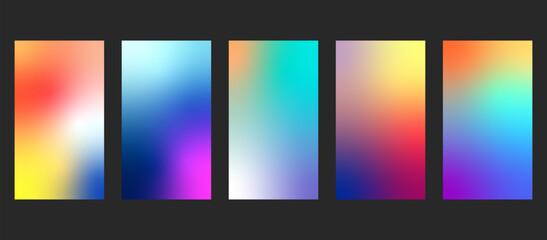 Set Colored gradient background. Modern vector screen design. Pastel seasonal gradient background.