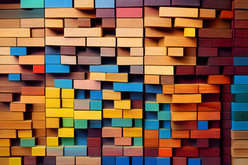 Colorful wooden cubes as background, closeup. Construction and architecture concept