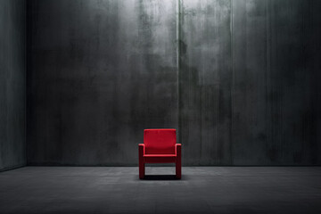 modern red chair in empty room. Generative Ai