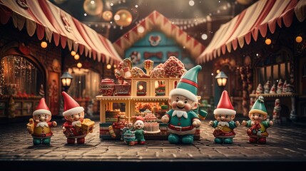 Santa's Candy Castle Cloudscape: A Christmas Land of Milk, Honey, and Toy Factories in the North Pole in 8K created with generative ai technology