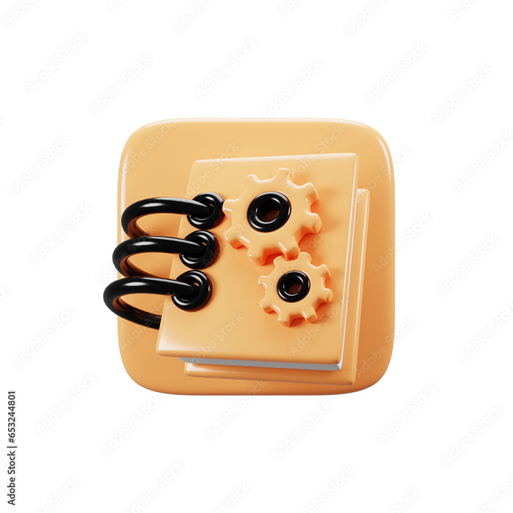 Poster manual button icon on 3d rendering. mobile phone user interface icon concept