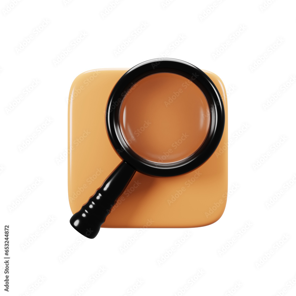 Poster mobile phone user interface icon concept. search icon on 3d rendering
