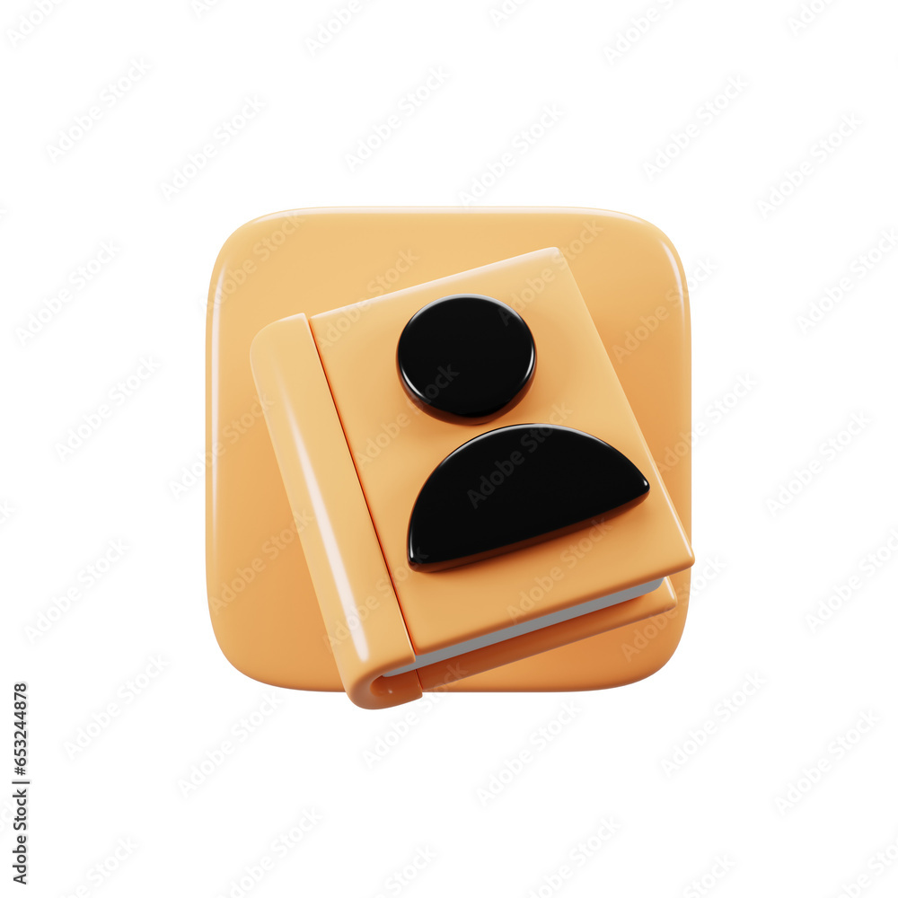 Poster mobile phone user interface icon concept. 3d rendering contact icon
