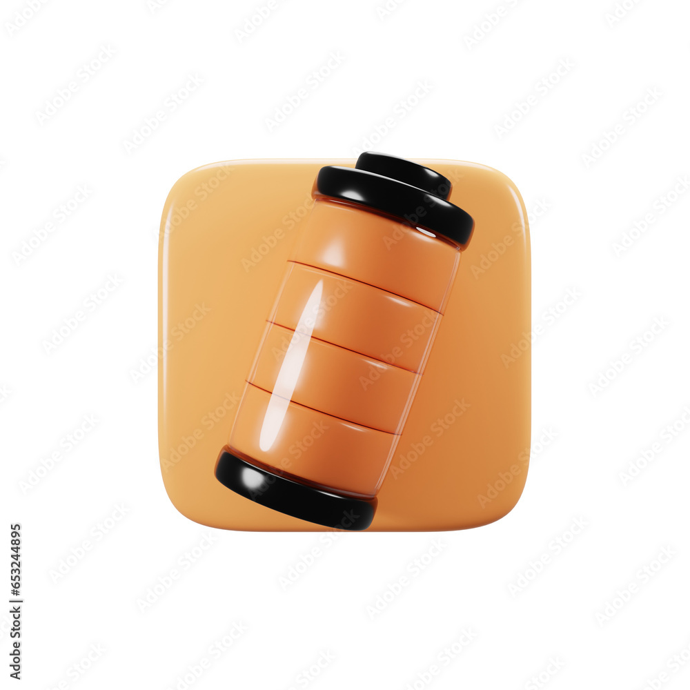 Poster mobile phone user interface icon concept. 3d rendering battery icon