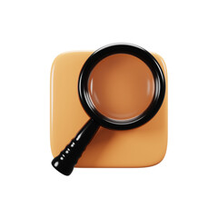 Mobile phone user interface icon concept. Search icon on 3d rendering