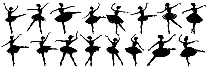 Dance silhouettes set, large pack of vector silhouette design, isolated white background © FutureFFX