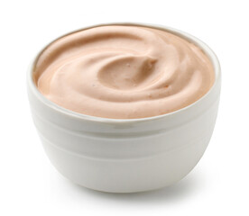 bowl of tomato and mayonnaise sauce