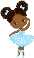 Vector Cute Little African American Ballerina Dancing