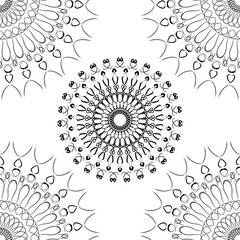 Black mandala pattern, ideal for wallpapers, fabrics, desktop backgrounds...; transparent background