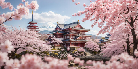 Fototapeta premium Immerse yourself in the enchanting world of Japan during springtime