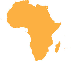 ORANGE CMYK color detailed flat stencil map of the continent of AFRICA on transparent background © Sanja