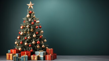 Minimalist Christmas: Elegant Postcard Background with Simplistic Tree Design in 8K created with generative ai technology