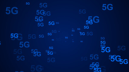 Abstract digital 5G Internet technology blue background.