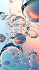 3D visualization of cosmetic essence bubbles on water