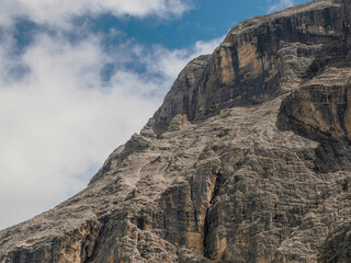 Fototapeta premium detail of rock of monte croce cross mountain in dolomites badia valley panorama landscape