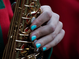 Fototapeta premium hand detail playing traditional band instrument