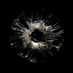 Glass bullet hole