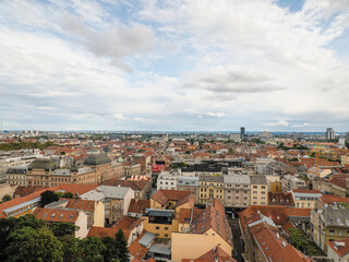 Fototapeta na wymiar Aerial view from clock tower of Zagreb Croatia architecture city town