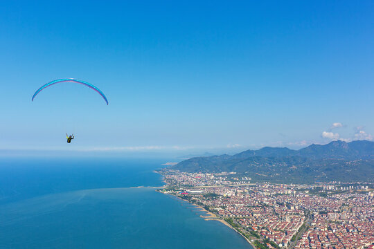 Ordu province, view of the city from Boztepe and paragliding