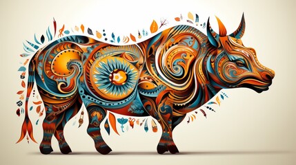 colorful decorative animal illustration, artistic wildlife design - obrazy, fototapety, plakaty