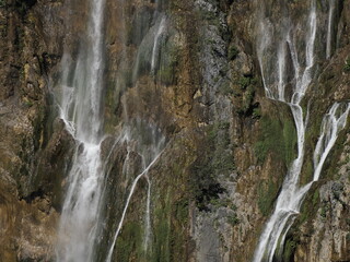 Summer view of water lakes and beautiful waterfalls in Plitvice Lakes National Park, Croatia