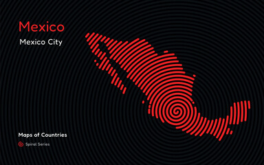 Creative map of Mexico. Political map.  Mexico City. Capital. World Countries vector maps series. Spiral series, 