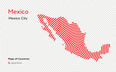 Creative map of Mexico. Political map.  Mexico City. Capital. World Countries vector maps series. Spiral series, white